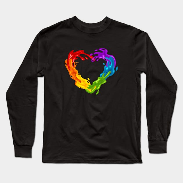 Vibrant heart-shaped splash in LGBT Colors Long Sleeve T-Shirt by yulia-rb